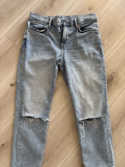 Spodnie slim fit jeansy męskie jasne 32/32