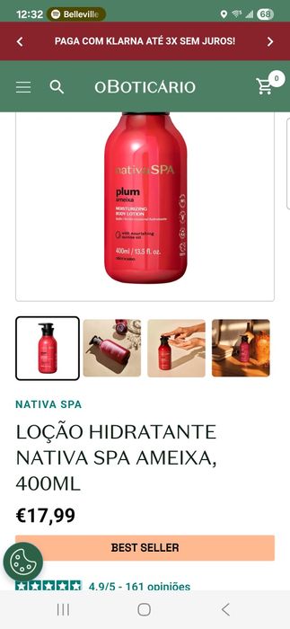 Loções hidratantes nativa Spa O Boticário
