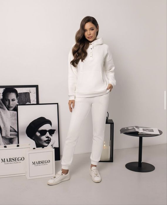 Теплий костюм Marsego на флісі з бавовни білого кольору, розмір С/М