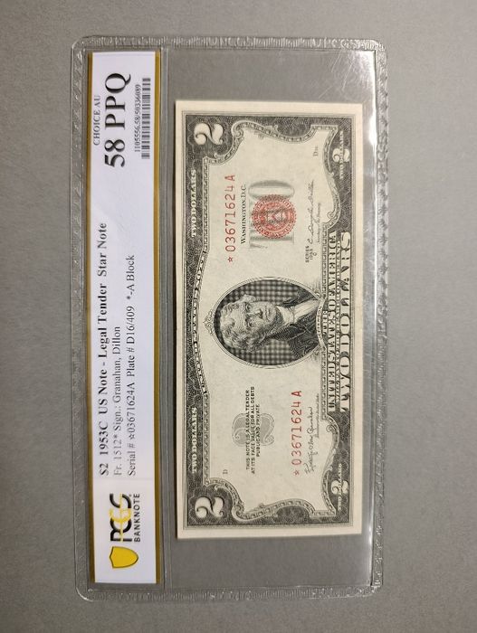 USA 2 Dolary 1953 ** Seria ZASTĘPCZA PCGS 58 PPQ