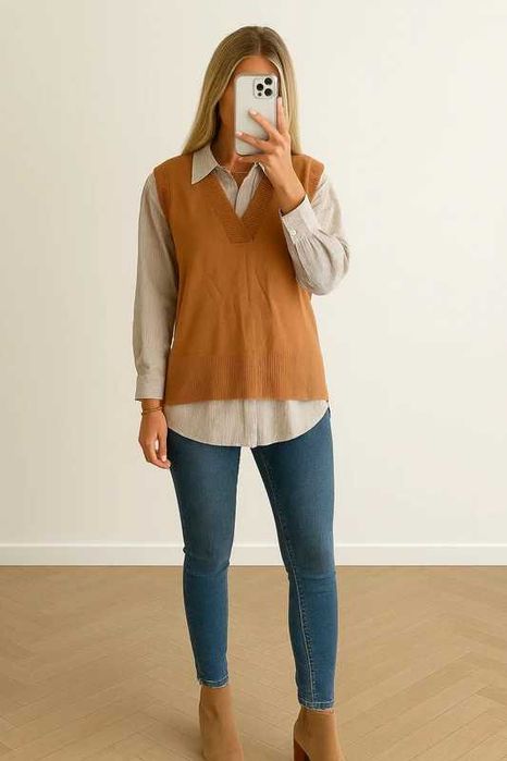 Sweter z wbudowaną koszulą NEXT L