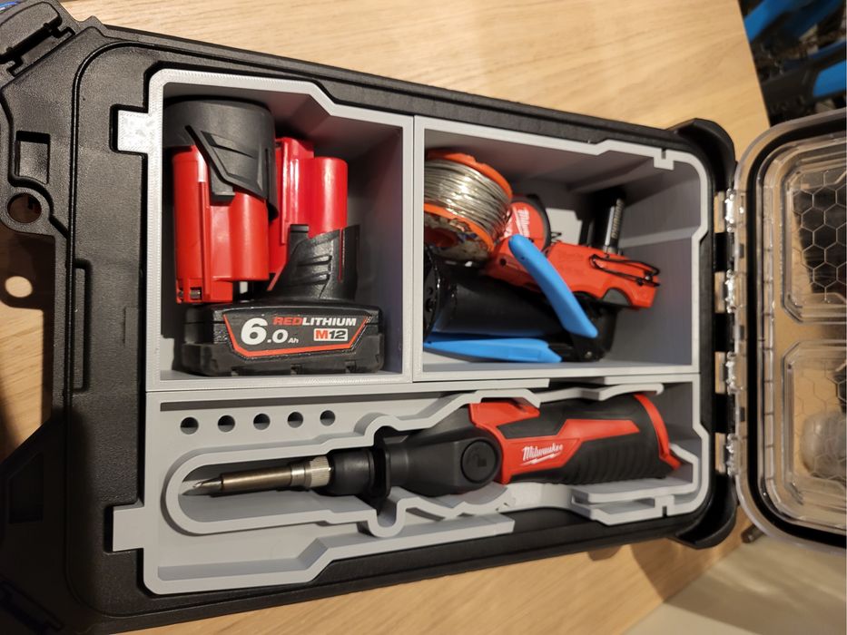 Molde 3d para caixa milwaukee packout ferro de soldar m12