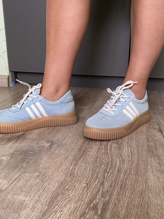 Кеди 39 натуральний замш блакитні