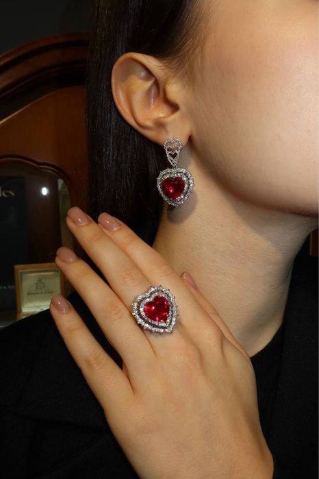 Набір з рубінами  Біле золото