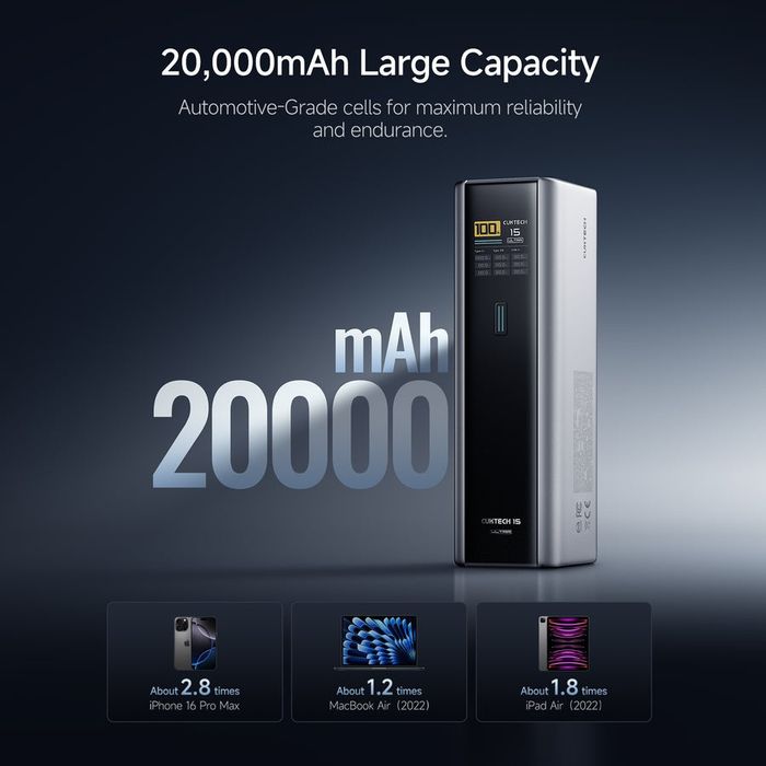 Павербанк CUKTECH 15 Ultra 20000 mAh 165W Black (PB200U)