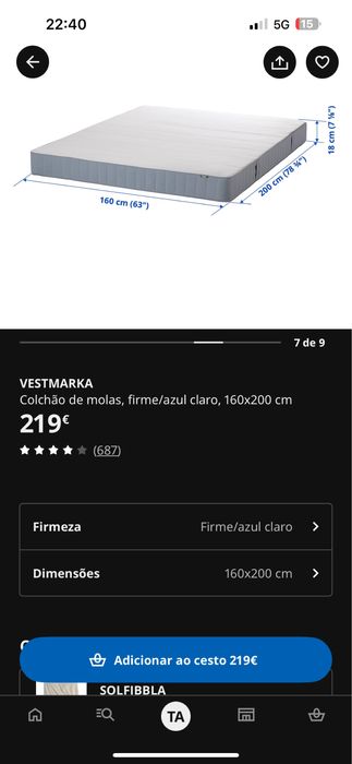 Cama com estratos ikea com colchão de molas 1.60 por 2.00