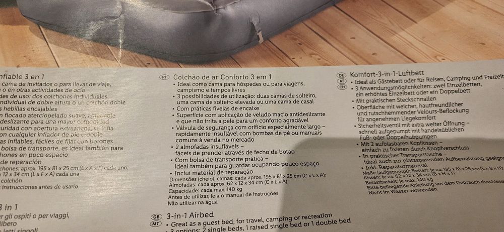 Colchão de ar duplo (solteiro ou casal)