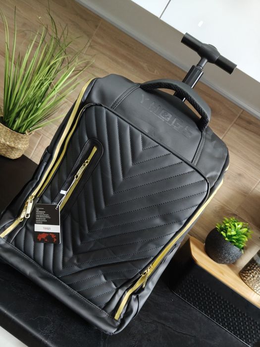 Torba na kółkach czarno złota