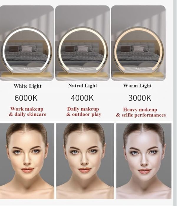 Lustro LED podświetlane 30cm na podstawie