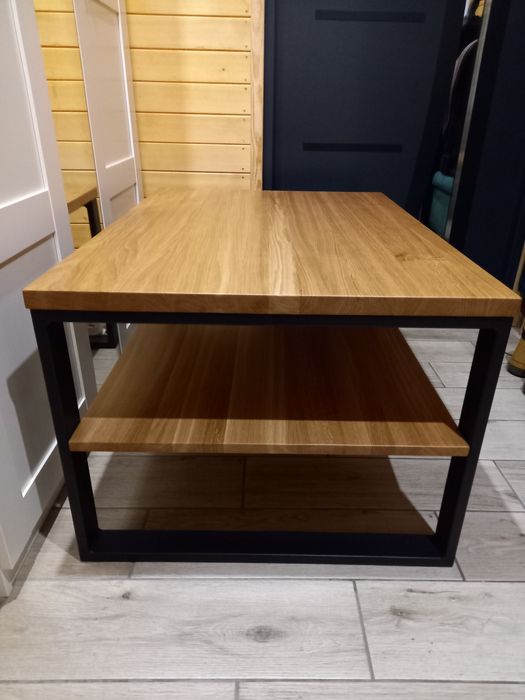 Stolik kawowy Loft Stół Producent Na wymiar blat dębowy 100*60