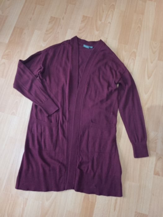 Długi sweter damski L 40 kardigan z kieszeniami