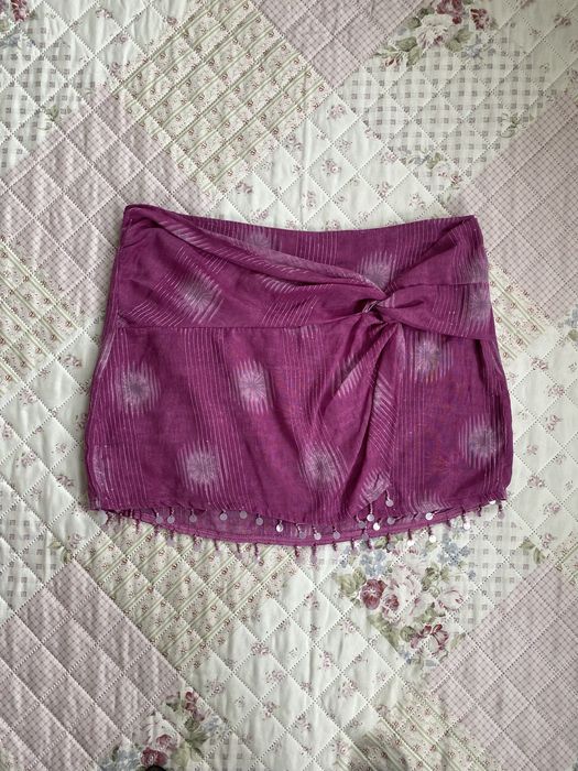 Fioletowa krótka spódniczka ze zdobieniami XL 42 pull&bear plażowa