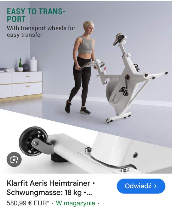 Rower stacjonarny  Aeris exercise bike. Masa zamachowa 18kg