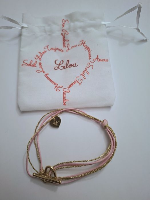 Nowa bransoletka Lilou Powder Pink różowa sznurek gratis okulary