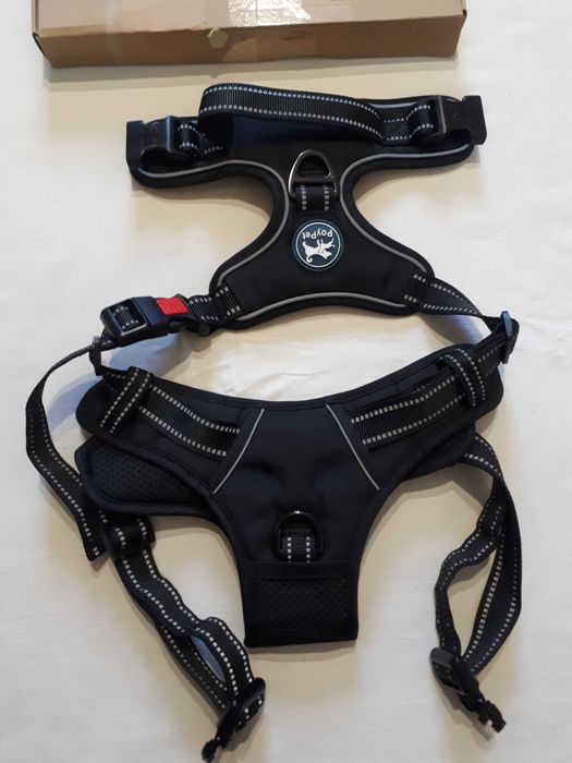 Шлейка для собак без тяги PoyPet, світловідбивна з переднім повідцем