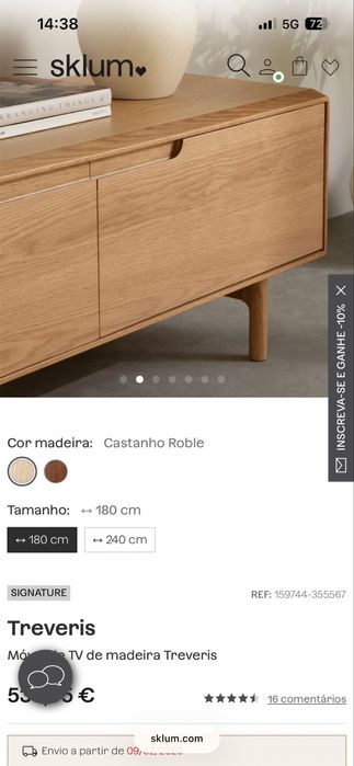 Movel de Tv de madeira Treveris - castanho