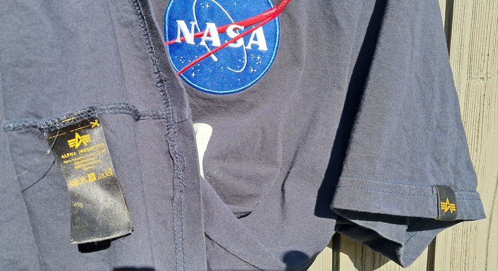 Alpha industries NASA odblask reflective koszulka tshirt XL granatowa