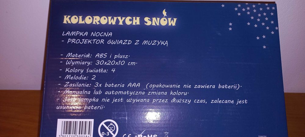 lampka projektor dziecięca świecąca i grająca nieużywana