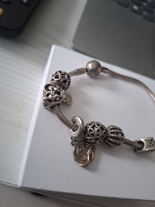 Bransoletka pandora z charmsami 19cm