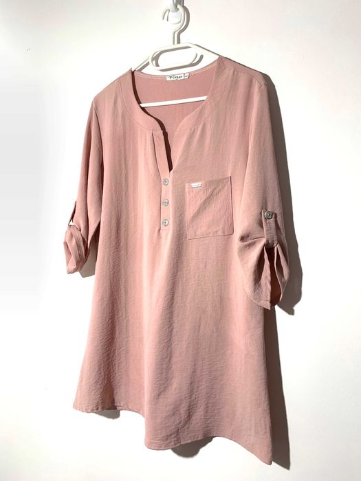 NOWA koszula luźna oversize brudny róż L 40 wiskoza elegancka bluzka