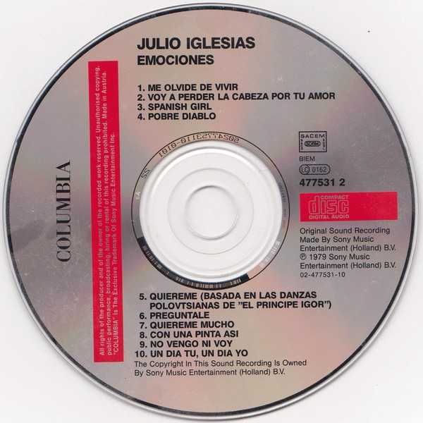 Julio Iglesias - Emociones - CD - como NOVO