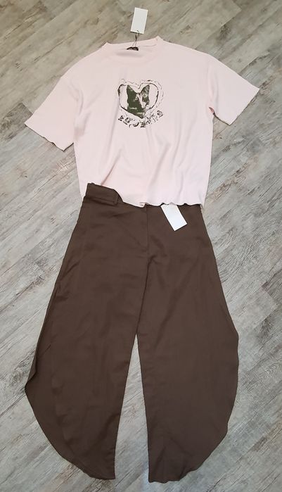 Круті бавовняно-лляні брюки Zara zw collection. Трендовий колір і фасон.