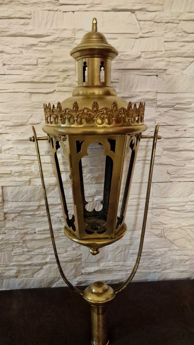 Lampa mosiężna procesyjna ruchoma ANTYK