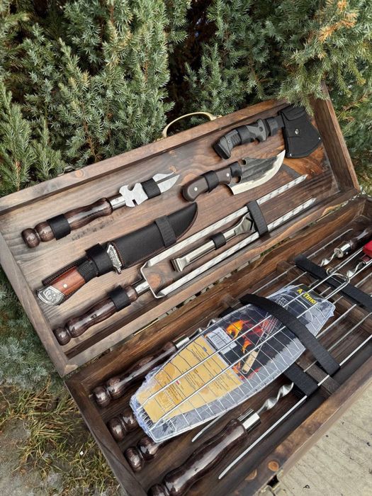 Подарочные Шампура в кейсе-столике для барбекю гриля мужу куму брату