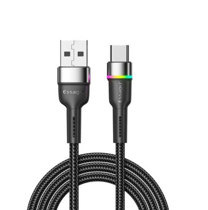 Kabel Nylonowy LED USB Szybkie ładowanie 3A USB-A do TYP C 2m kod 2241