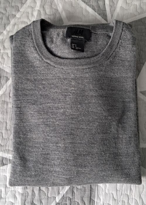 Sweter męski szary S H&M Merino Wool