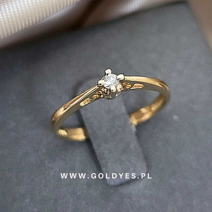 Złoty Pierścionek z BRYLANTEM pr 585 14k R.13