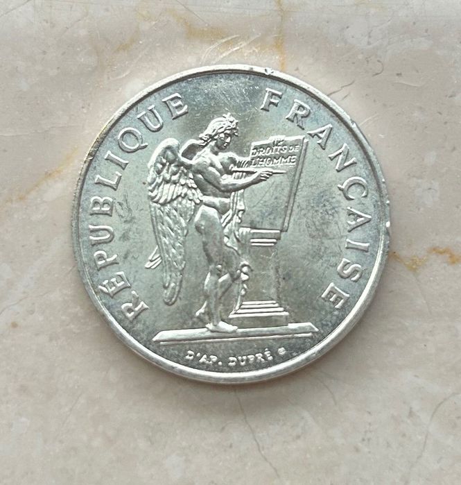 Moeda 100 Francs “Droits de l’Homme” Essai Argent (1989) 15g • Prata