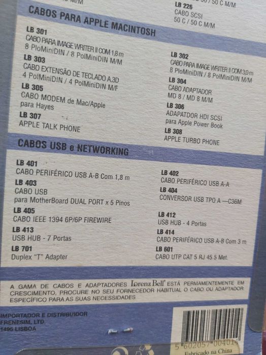 Cabo Lorenz Bell que liga impressora ao PC