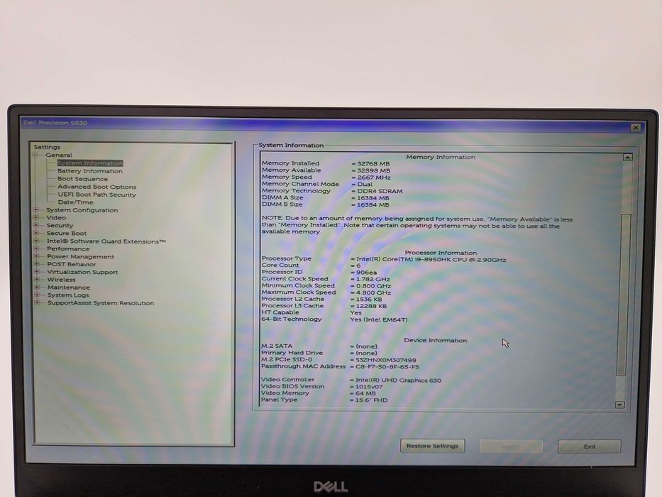 DELL PRECISION 5530 i9-8950HK / 32 GB / 512 GB – 11 зарядів АКБ