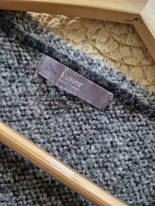 Kardigan narzuta sweter gruby wiosna płaszcz w krate szary,36 S czarny