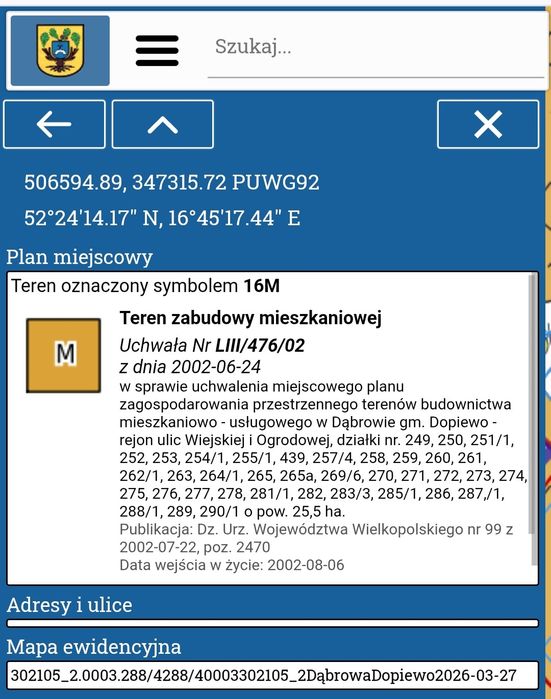 Działka budowlana 1056 metrów kwadratowych
