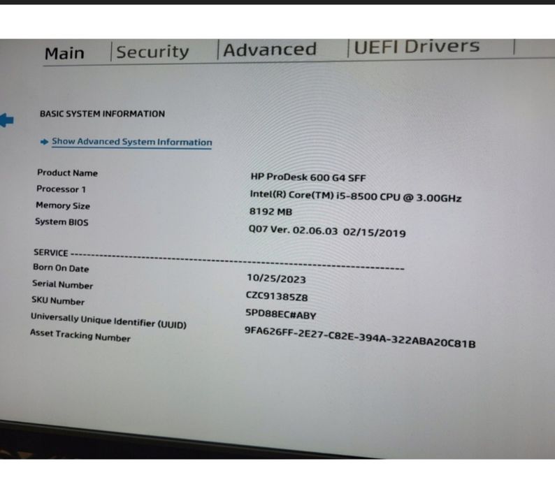 HP Prodesk 600 G4 SFF i5 8500