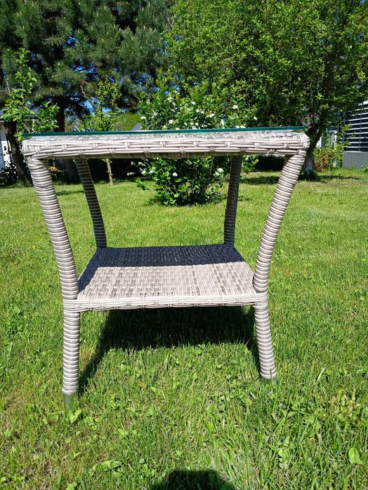 Stolik tarasowy ogrodowy Technorattan szklany gruby blat 50 x 50 Taras