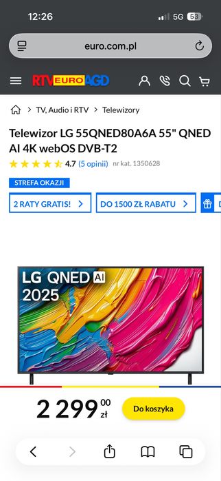 LG QNED80A 55” Nowy