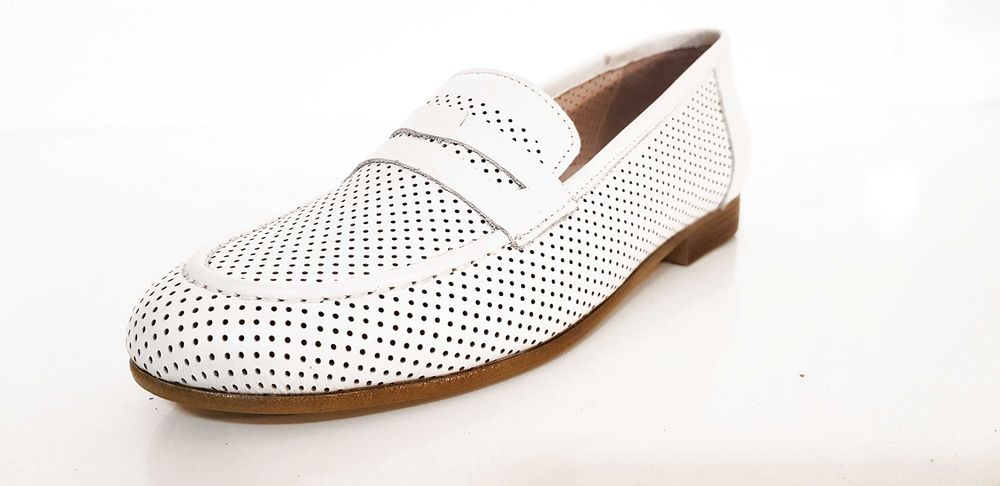 Półbuty damskie eleganckie mokasyny skóra białe rozm. 36, 40