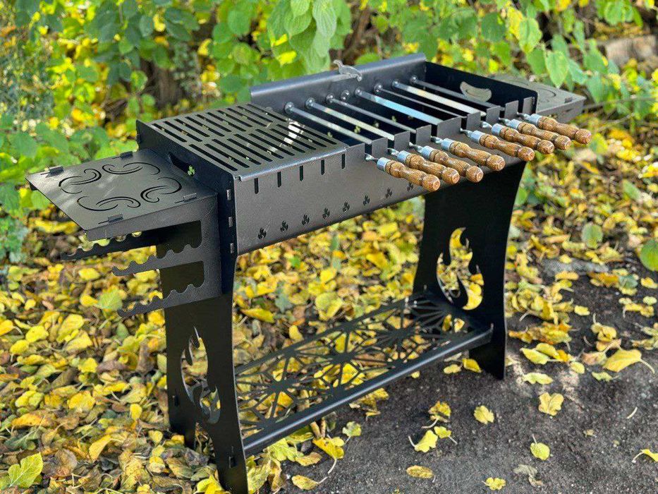 Мангал високий автоматичний розбірний на 8 шампурів решітка гриль