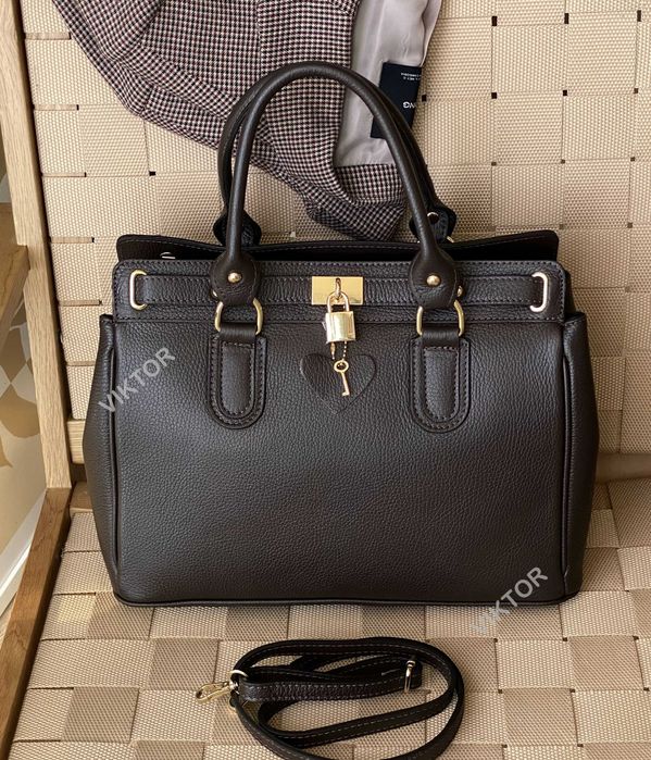 Кожаная итальянская большая сумка саквояж. Шкіряна сумка