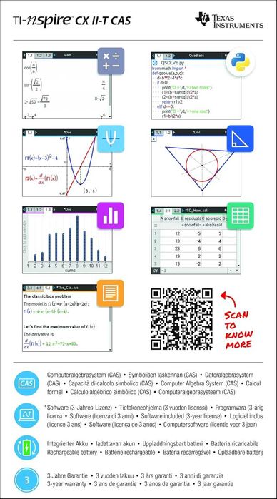 NOVA - Calculadora Gráfica Texas Instruments TI-Nspire CX II-T CAS