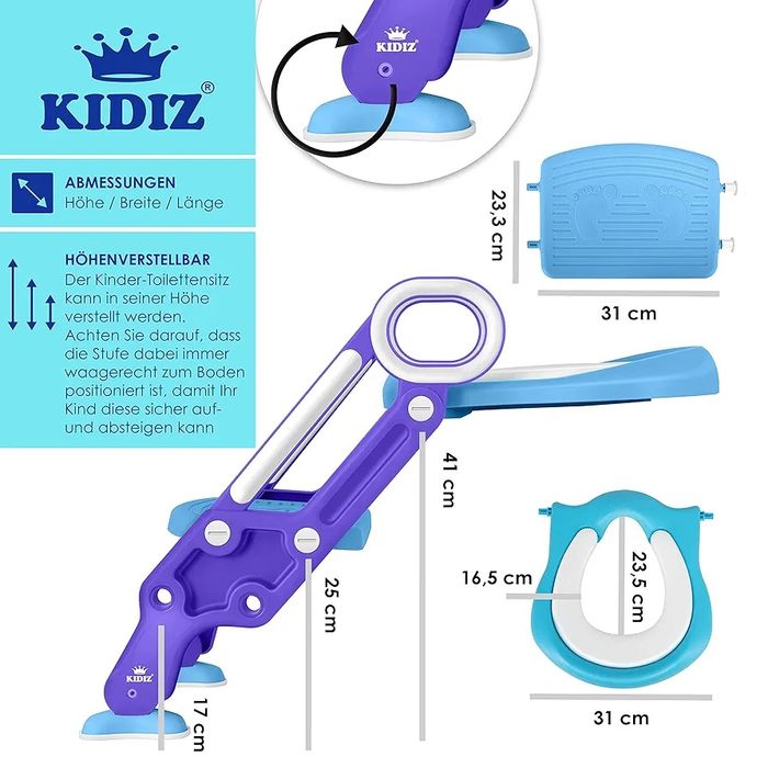 Dziecięca deska sedesowa trener toaletowy ze schodami i uchwytami 13