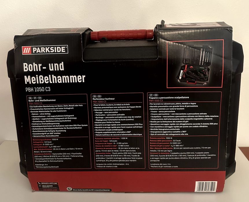 Material Parkside Novo | Martelo 1050W + Aparafusadora + Acessórios