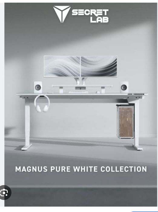 Secretária Gaming Secretlab MAGNUS Pro Branca + Iluminação LED RGB + Acessórios (Mais de €1.800 Novo)