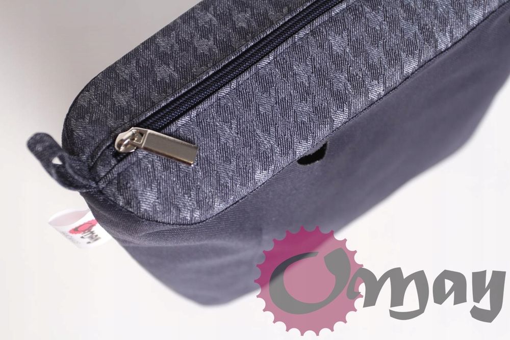 organizer OBAG MINI +OPASKA granatowa pepitka połysk 2 kieszenie OMAY