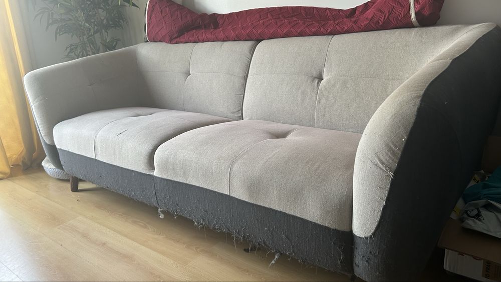Sofa 3 lugares preto e cinza