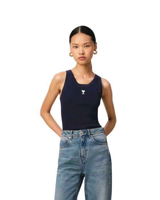 Майка AMI Paris Ami de Coeur Rib Tanktop Night Blue