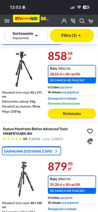 Statyw manfrotto